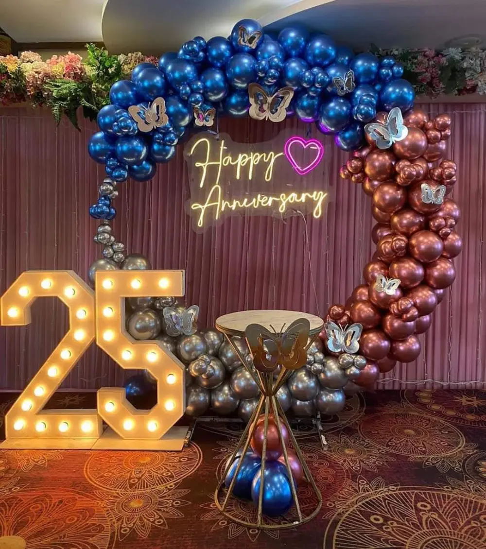 Golden Love Heart Arch — Anniversary & Romantic Room Decor in Gurgaon