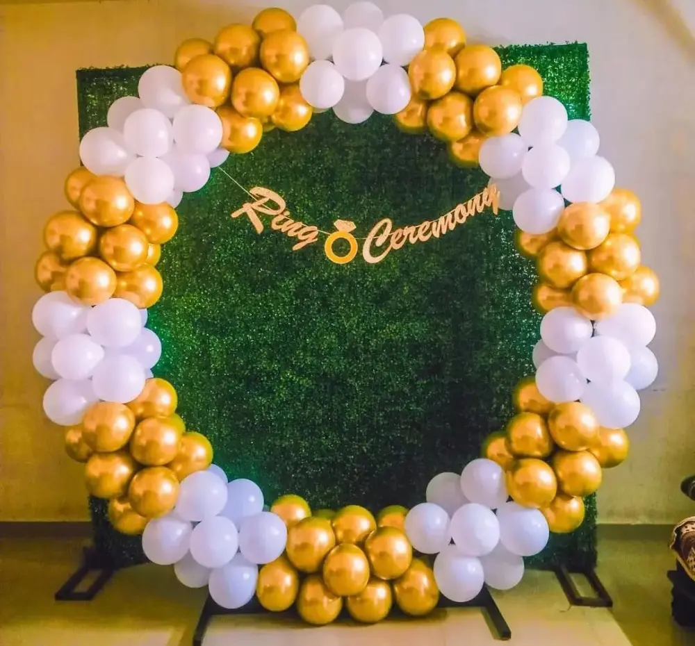 Bride to Be & Bachelorette in Gurgaon — Foliage Grass Wall Ring Ceremony